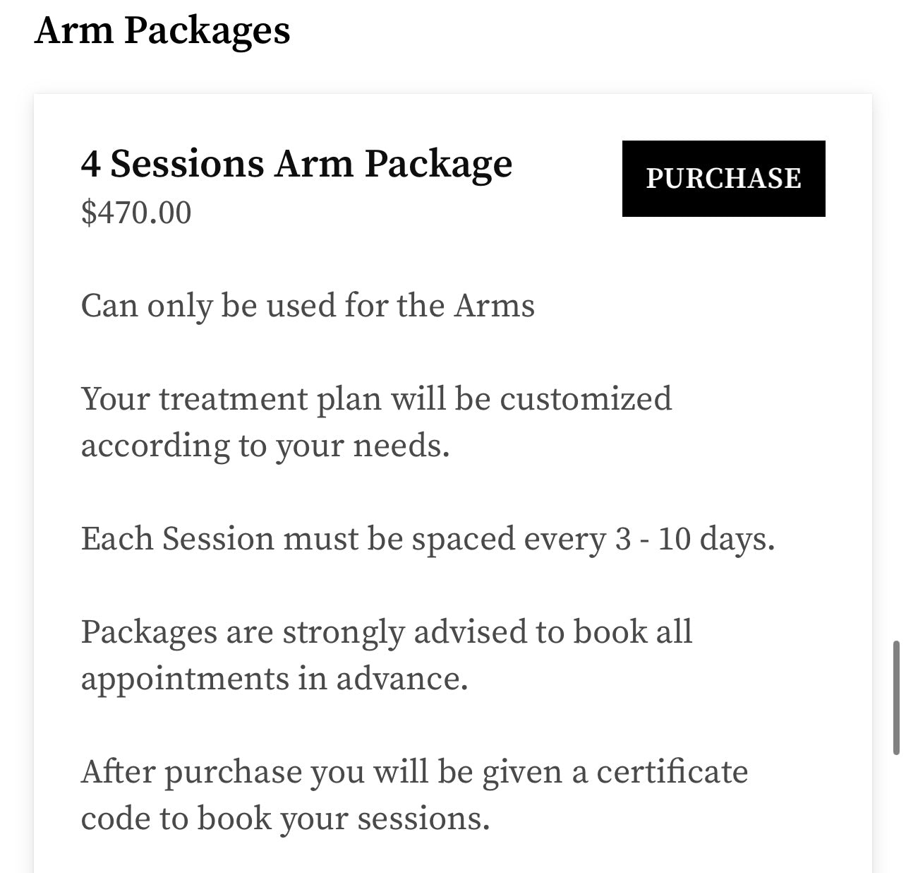 Arms - 4 Session Package